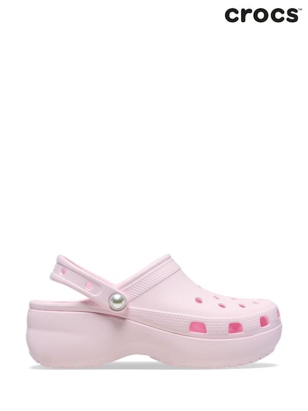 Crocs Pink Classic Platform Clogs (W31641) | £60