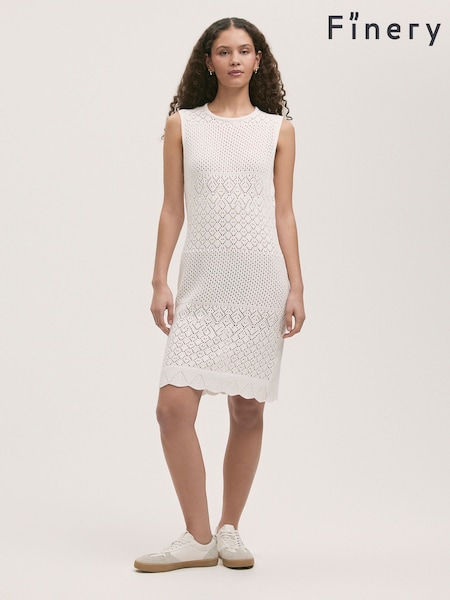 Finery White Zendaya Knitted Sleeveless Dress (W31684) | £49