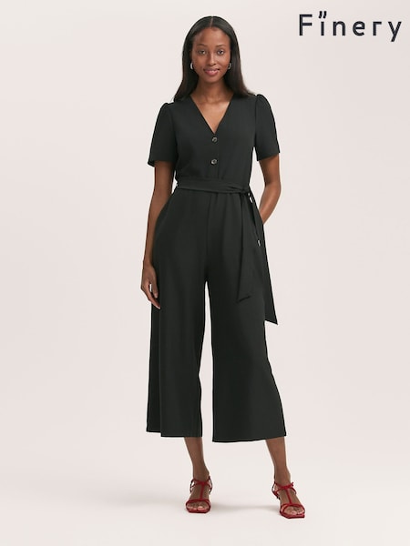 Finery Black Uma Crepe Short Sleeve Jumpsuit (W31699) | £49