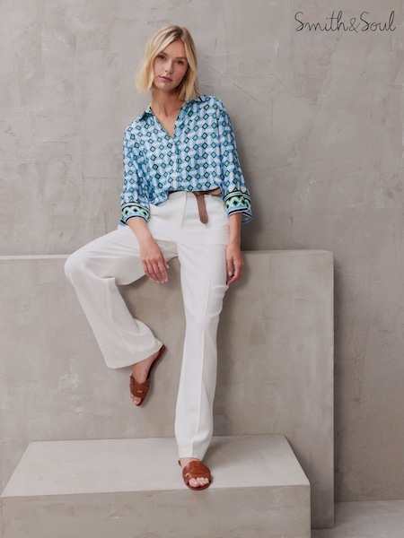 Smith & Soul Blue Tile Print Blouse (W31718) | £99