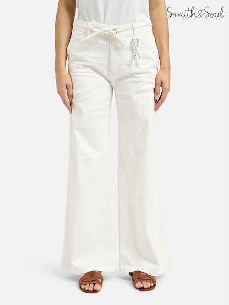 Smith & Soul Cream Wide Leg Jeans (W31724) | £105