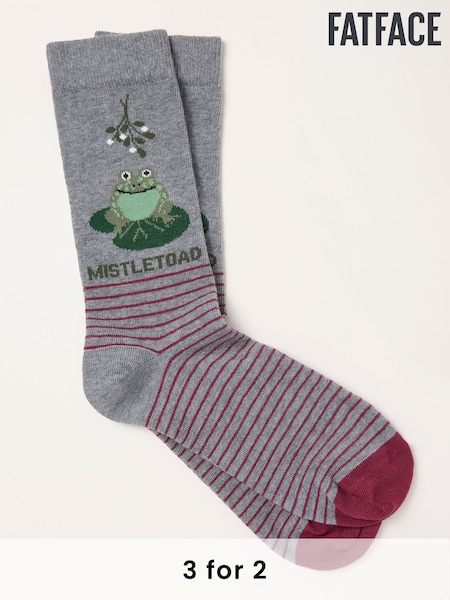 FatFace Charcoal Grey Mistletoe Socks (W31765) | £7.50