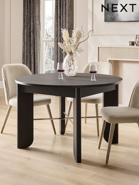 Black Evie Oak Effect 4 to 6 Seater Extending Dining Table (W31871) | £575