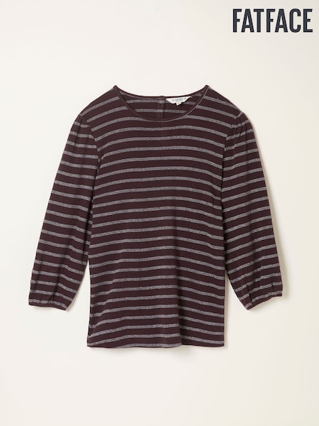 FatFace Leni Purple Sparkle Stripe Top (W31890) | £35