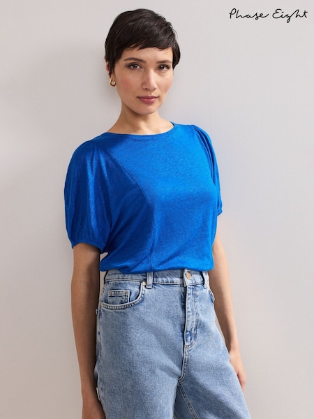 Phase Eight Blue Arabel 100% Linen Top (W31917) | £55