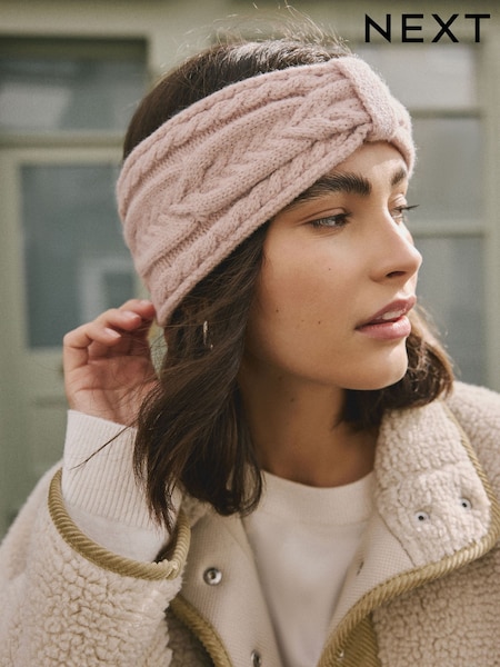 Pink Cable Knit Headband (W31930) | £12