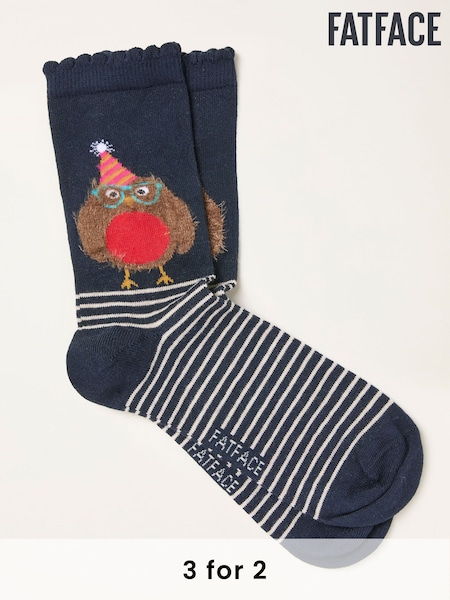 FatFace Navy Robin Toe Socks (W32024) | £7.50
