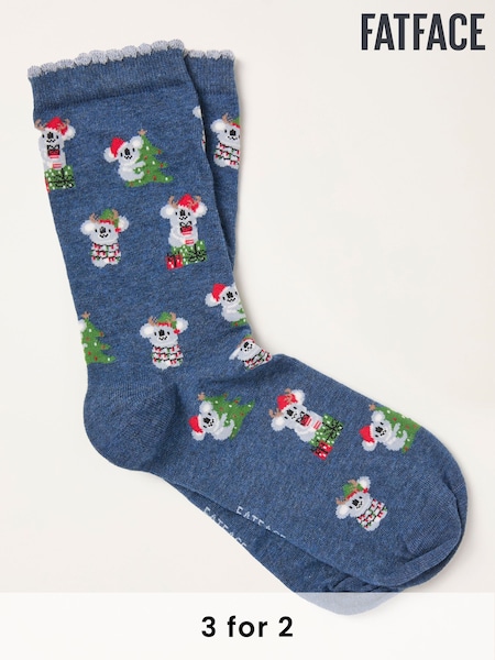 FatFace Navy Christmas Koala Socks (W32032) | £7.50