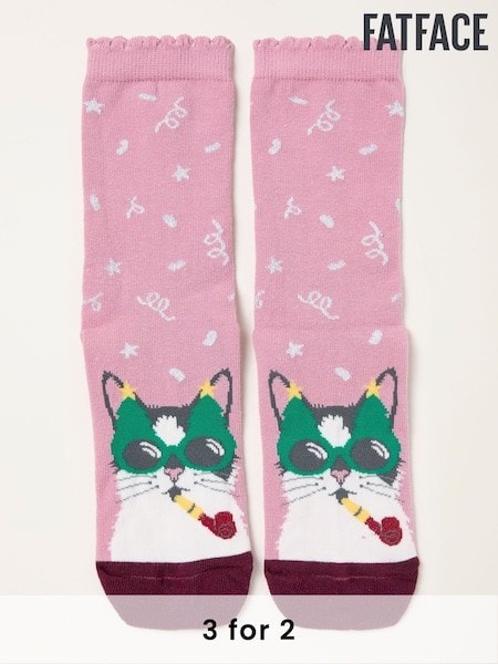 FatFace Pink Cat Toe Socks (W32036) | £7.50
