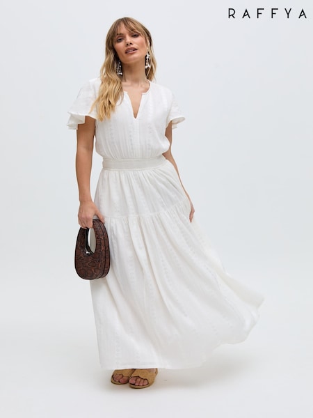 Raffya White Candice Jaquard Dress (W32080) | £118