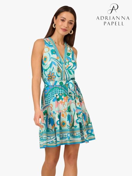 Adrianna by Adrianna Papell Green Printed Halter Dress (W32124) | £129