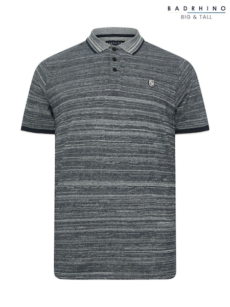 BadRhino Big & Tall Navy Jacquard 100% Cotton Polo Shirt (W32139) | £29