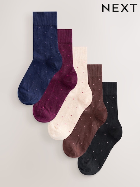 Multi Pin Dot Spot Formal Ankle Socks 5 Pack (W32157) | £14