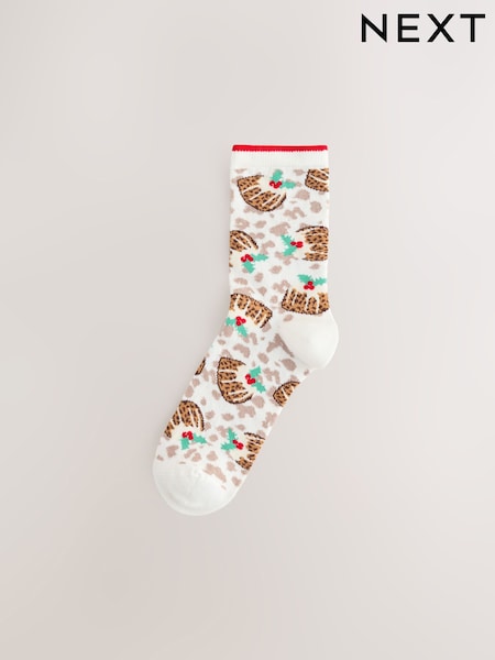 Christmas Leopard Christmas Pudding Sack Socks 1 Pack (W32159) | £5
