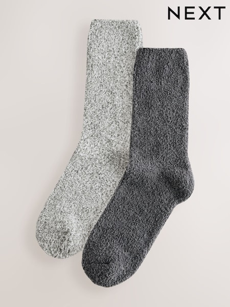 Charcoal/Light Grey Cosy Socks 2 Pack (W32168) | £10