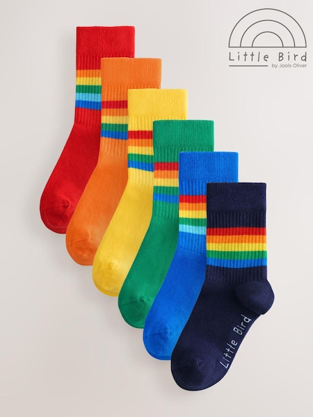 Little Bird by Jools Oliver Bright Rainbow Striped Tube Socks 6 Pack (W32172) | £11 - £13