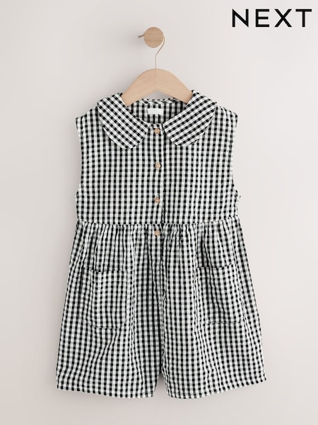 Mono Gingham Shirt Collar Playsuit (3mths-7yrs) (W32302) | £14 - £16