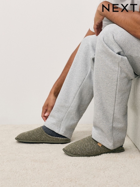Khaki Green Neppy Mule Slippers (W32323) | £18