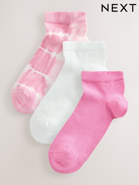 Pink Tie Dye Trainer Socks 3 Pack (W32331) | £10