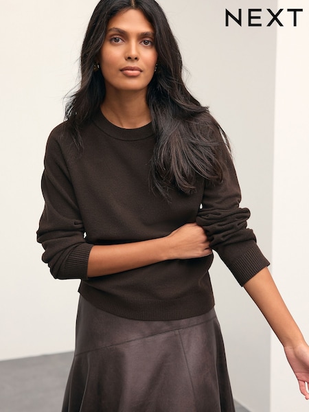 Chocolate Brown Supersoft Crew Neck Long Sleeve Jumper (W32339) | £22