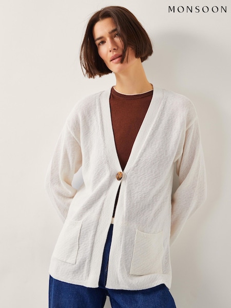 Monsoon Natural Clo Knit Single Button Cardigan (W32390) | £69