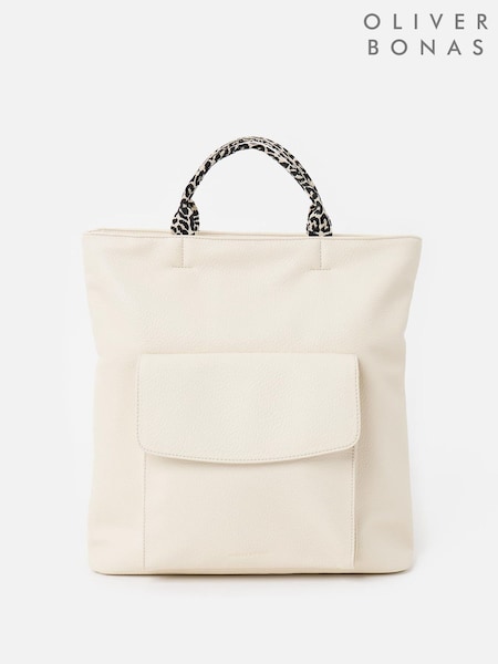 Oliver Bonas Cream Jackie Leopard Print Strap Backpack (W32426) | £60