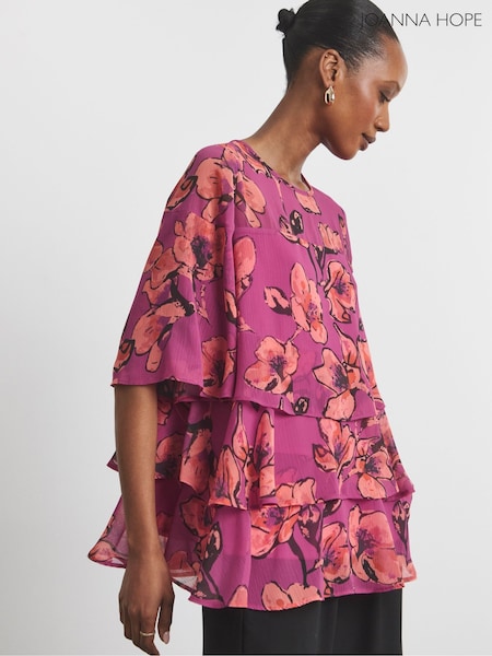 Joanna Hope Pink Tiered Ruffle Blouse (W32452) | £55