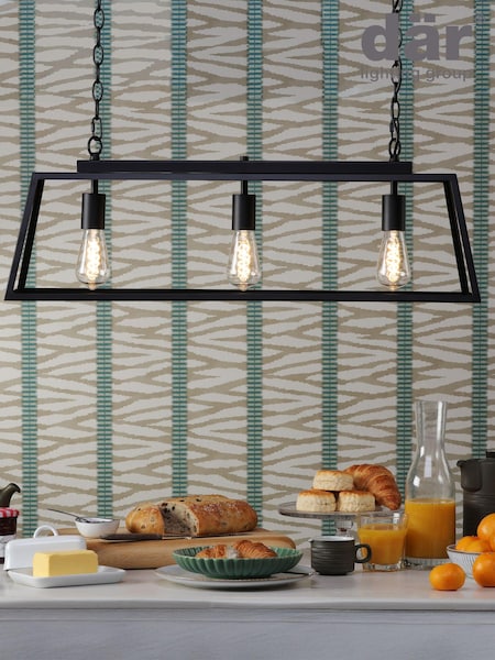Dar Lighting Matt Black Claudia 3 Light Bar Pendant (W32502) | £210