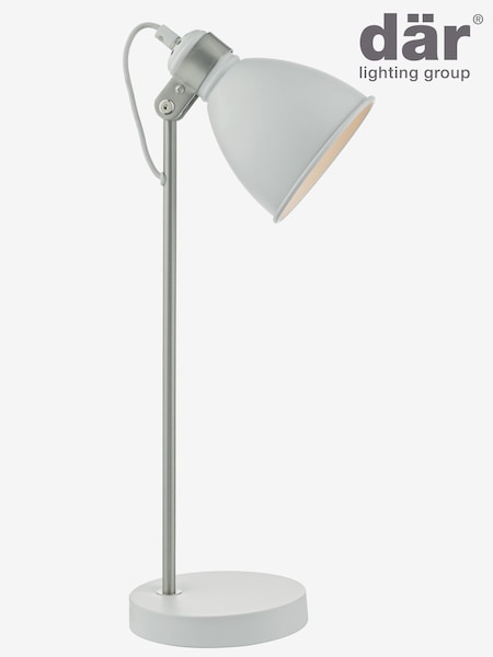 Dar Lighting Matt White Satin Chrome Frederick Task Lamp (W32508) | £50