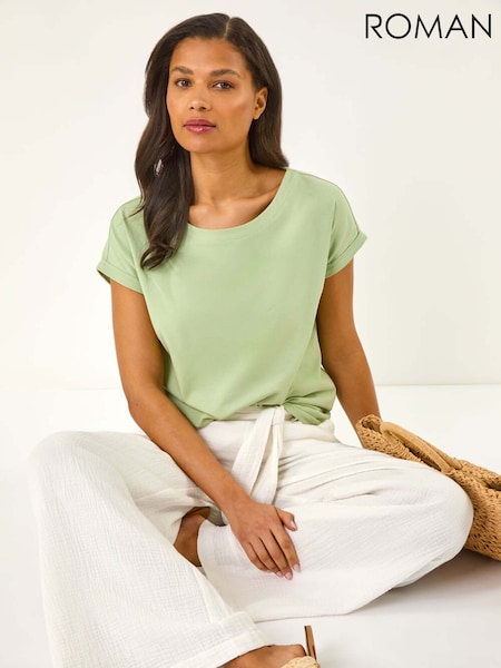 Roman Green Plain Stretch Jersey T-Shirt (W32563) | £32