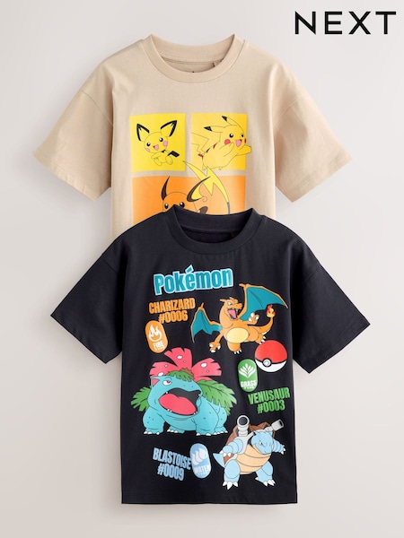 Multi Pokemon Short Sleeved T-Shirts 2 Pack (4-14yrs) (W32679) | £24 - £30