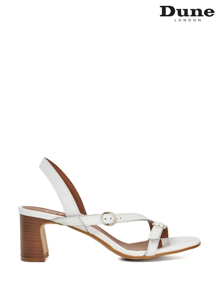 Dune London White Jia Strappy Mid Heel Sandals (W32684) | £89