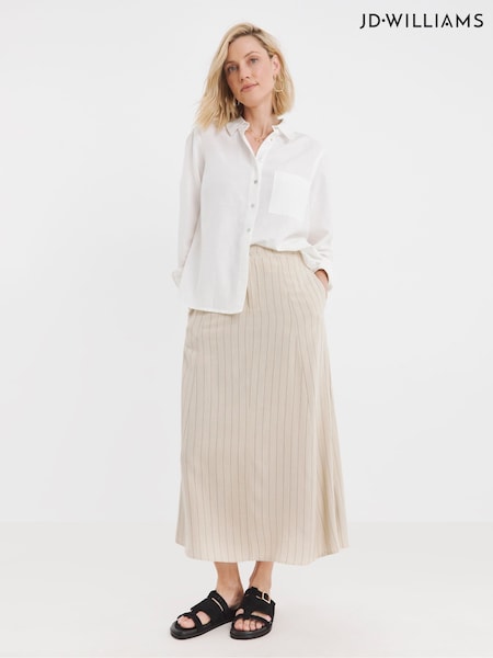 JD Williams Natural Ramie Stripe Skirt (W32712) | £40