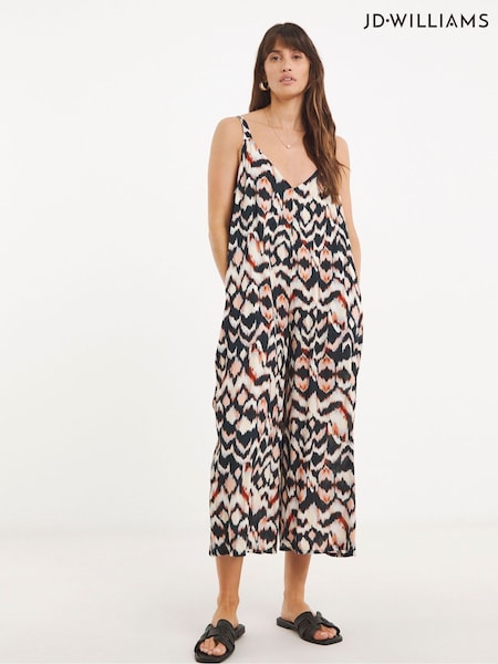 JD Williams Black Wide Leg Strappy Culotte Jumpsuit (W32782) | £38