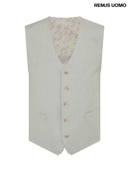 Remus Uomo Green Tapered Fit Tapered Fit Linen-Blend Waistcoat (W32821) | £60
