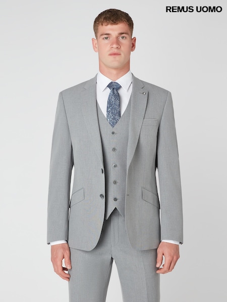 Remus Uomo Grey Tapered Fit Stretch Mix and Match Suit Jacket (W32831) | £160