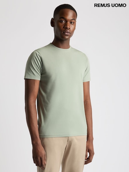 Remus Uomo Grey Tapered Fit Cotton Stretch T-Shirt (W32845) | £30