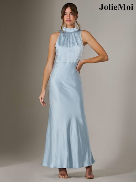 Jolie Moi Blue Halter Neck Maxi Dress (W32899) | £78