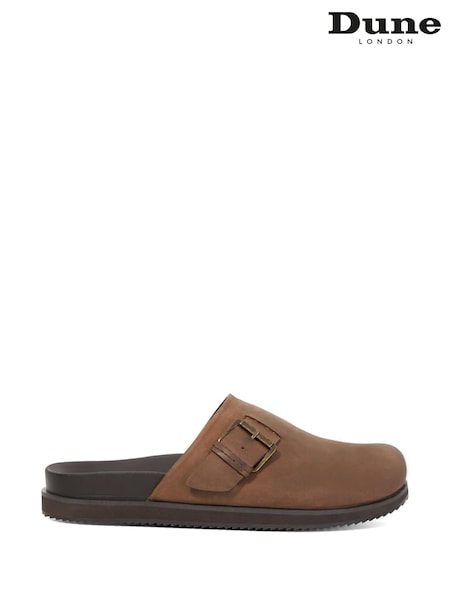Dune London Brown Baldwin Buckle Detail Clog Slip-Ons (W32915) | £79