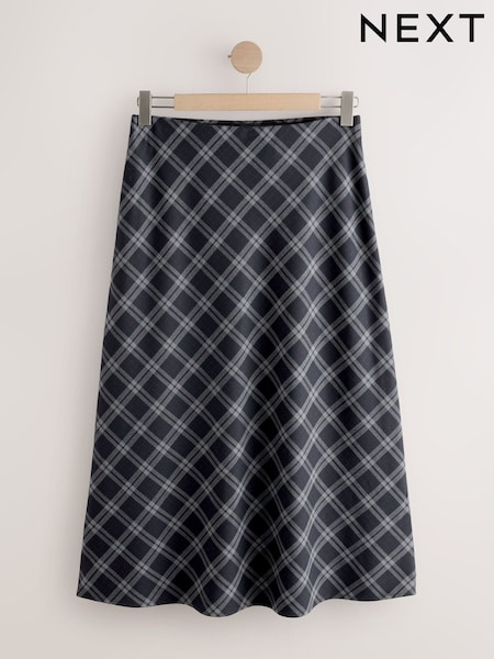 Grey Check Midi Slip Skirt (W32920) | £34