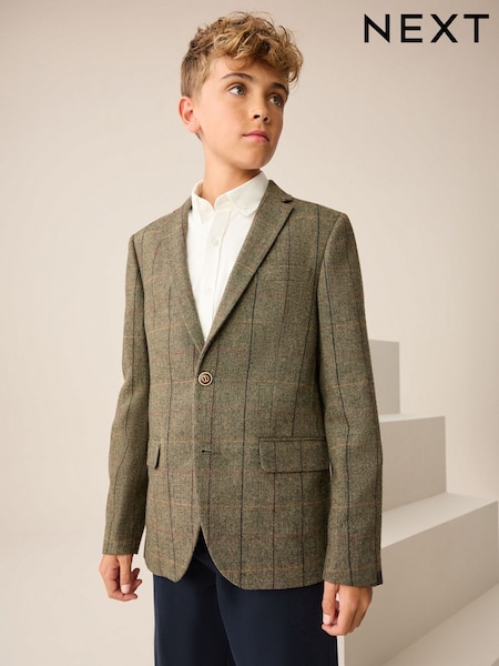 Green/Brown Check Blazer (3-16yrs) (W32928) | £48 - £60