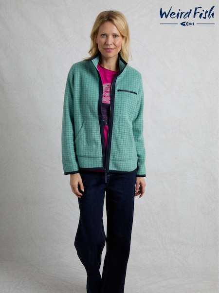 Weird Fish Green Tilly Qtr Zip Grid Fleece (W32970) | £70