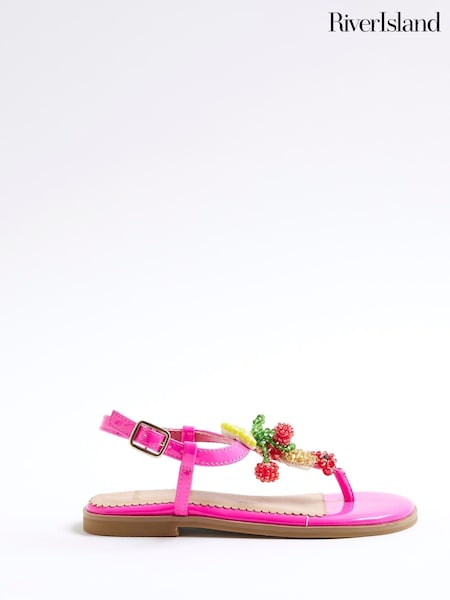 River Island Pink Girls Fruit Toe Thong Sandals (W32986) | £24