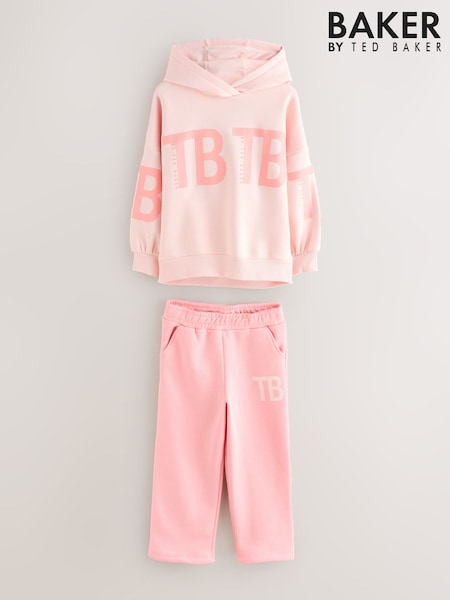 Baker by Ted Baker 2 Piece Oversized Pink Hoodie and Wide Leg Joggers Set (W33006) | £35 - £42