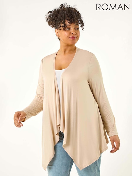 Roman Natural Curve Waterfall Longline Cardigan (W33052) | £32