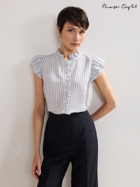Phase Eight Blue Ariana Stripe Shirt (W33055) | £69