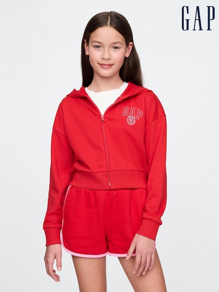 Gap Red VintageSoft Cropped Logo Zip Hoodie (4-13yrs) (W33155) | £25
