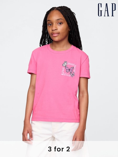Gap Pink Relaxed Graphic Short Sleeve T-Shirt (4-13yrs) (W33159) | £10