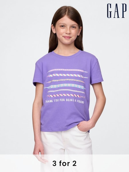 Gap Purple Relaxed Graphic Short Sleeve T-Shirt (4-13yrs) (W33170) | £10