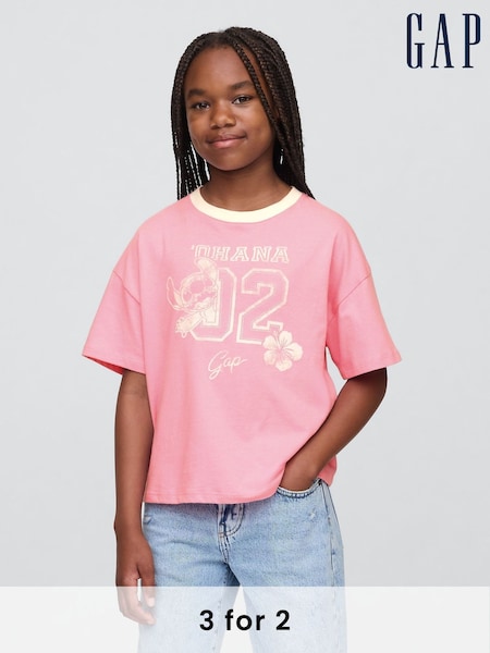 Gap Pink Lilo and Stitch Graphic Short Sleeve T-Shirt (4-13yrs) (W33174) | £14